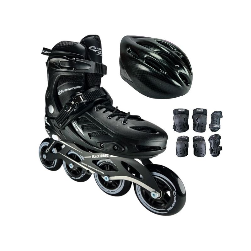 CANARIAM - Combo Patines Canariam Black Magic Con Protecciones L Negro