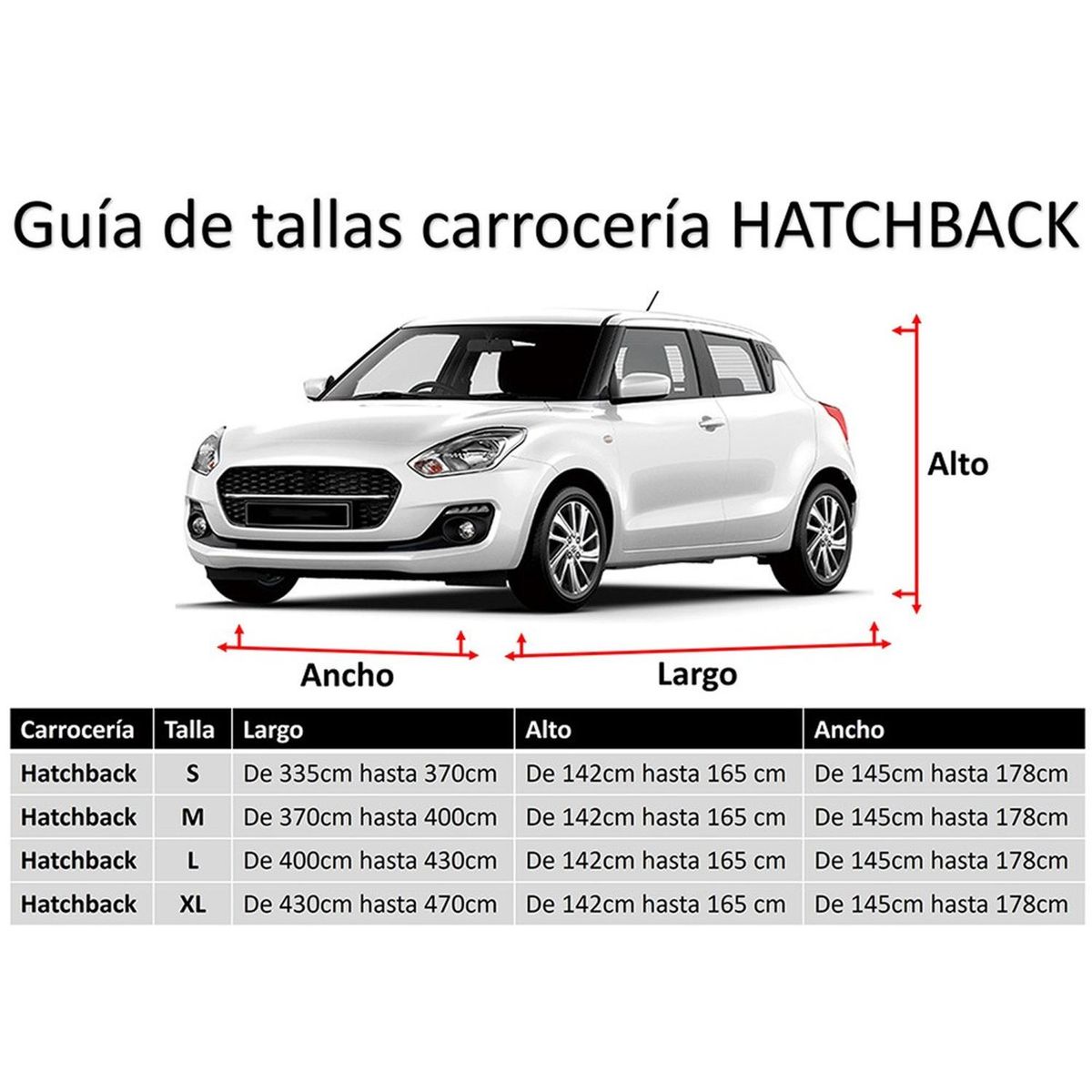 VELBROS - Pijama Carro Hatchback Forro Carpa Protector - Negro - M