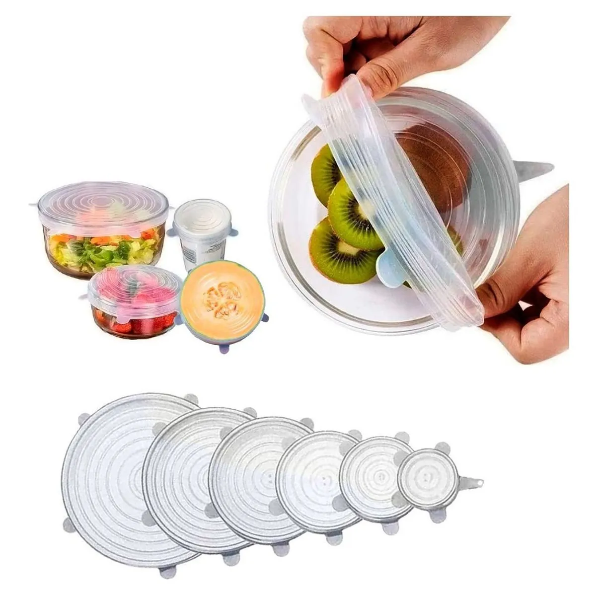 ONE PIXEL - Tapas Silicona Multiuso Set X6 Reutilizables Ajustable Cocina