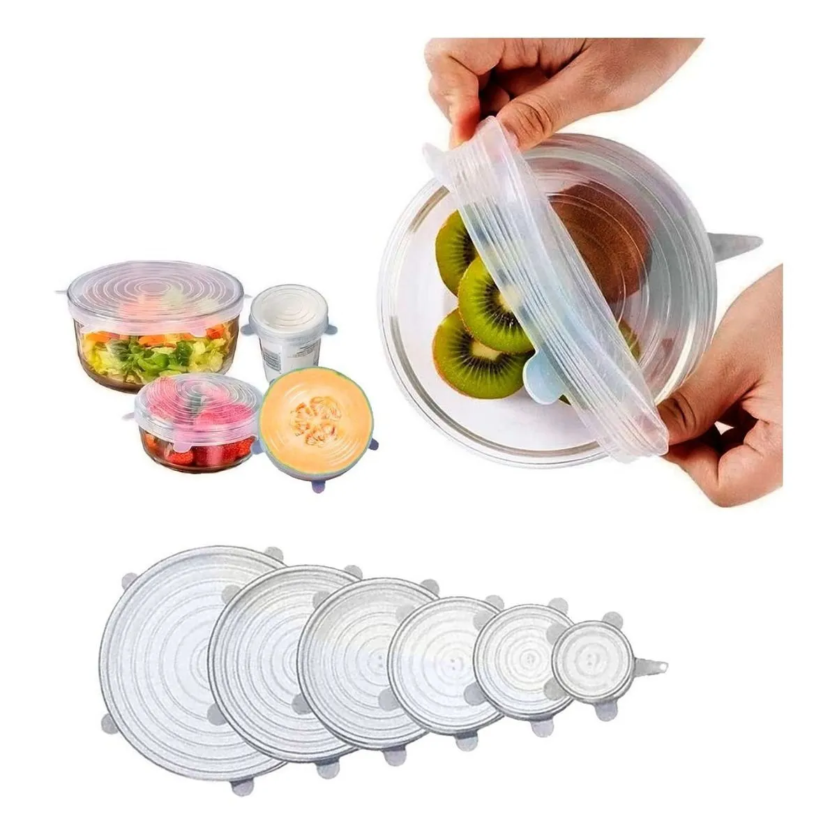 ONE PIXEL - Tapas Silicona Multiuso Set X6 Reutilizables Ajustable Cocina