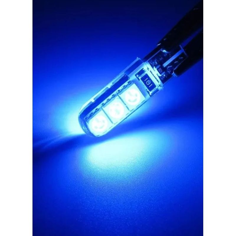 GENERICO - 2 bombillos led cocuyo tipo muela t10 carro/moto azul fijo