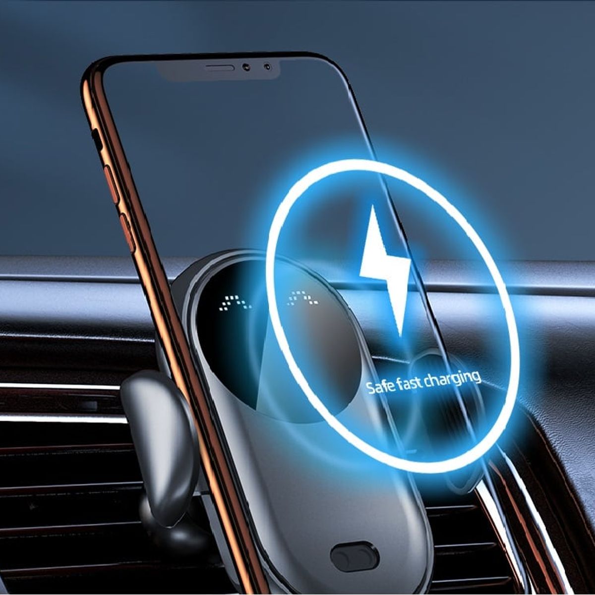 GENERICO - Cargador Inalámbrico 30w Qi Con Clip Para Rejilla De Carro - Negro