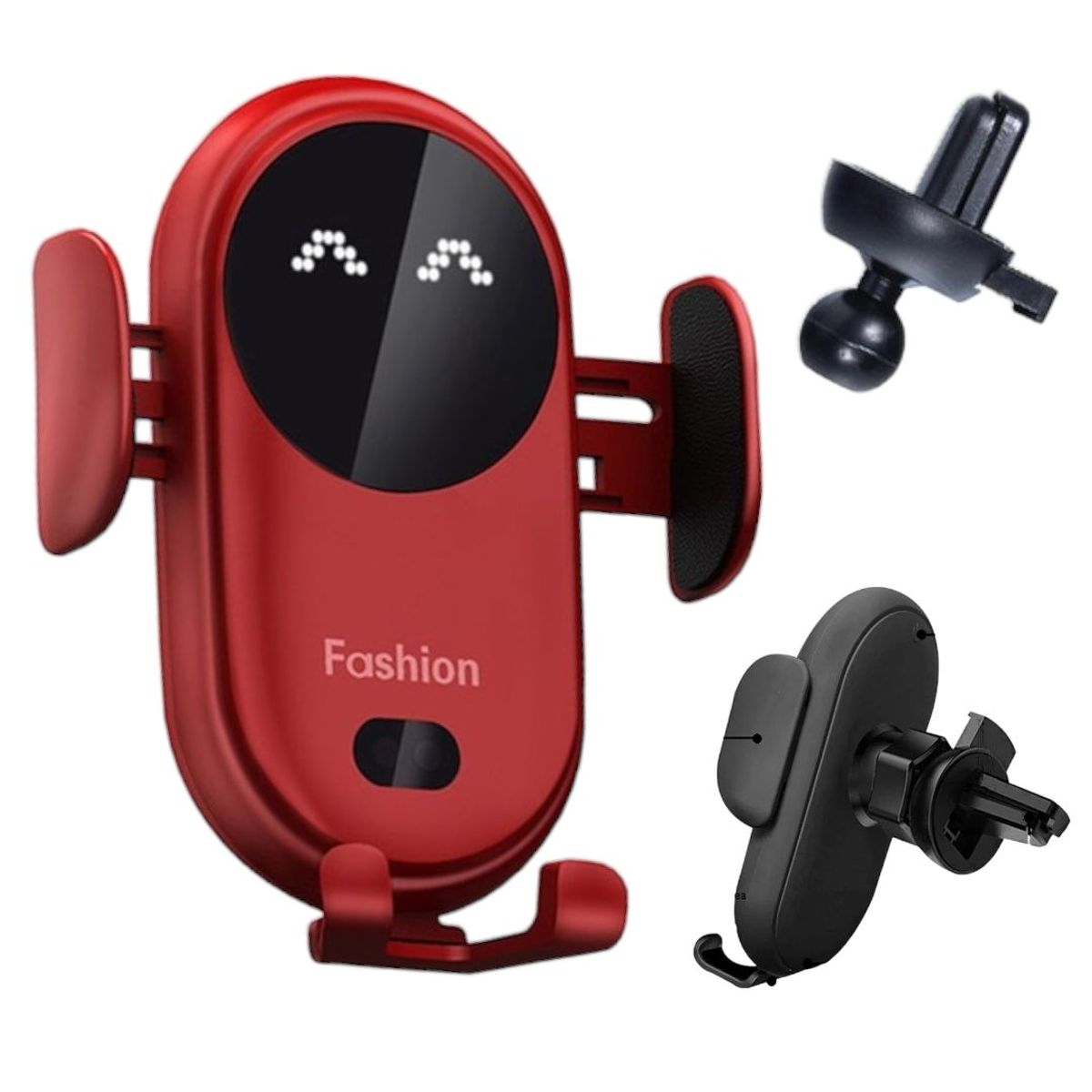 GENERICO - Cargador Inalámbrico 10w Qi Con Clip Para Rejilla De Carro - Rojo