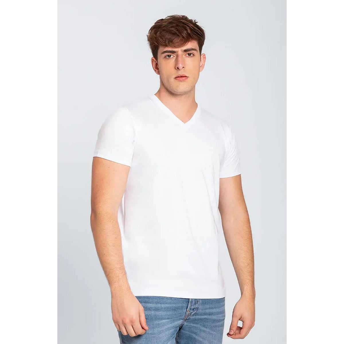 DIANE & GEORDI - Camiseta cuello V (4901) - Blanco