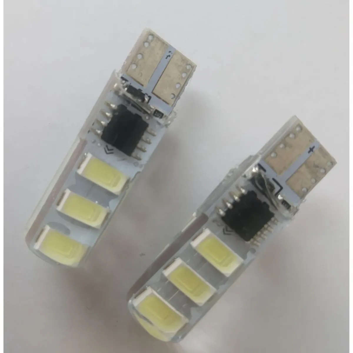 LEDMAR - 4 cocuyos luz led t10 strober siliconado blanco carro moto