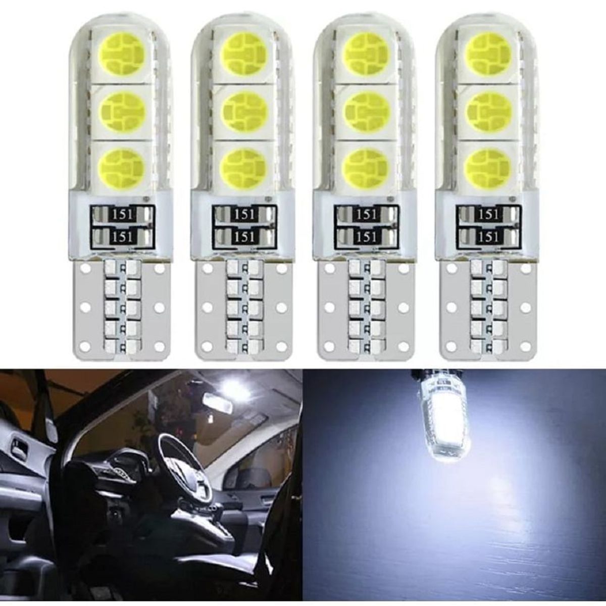 GENERICO - 2 bombillos LED cocuyo bayoneta t10 carro moto blanco flash