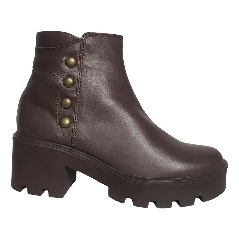 CALZADO CON ALTURA MONSERRATE - Botin en cuero para Mujer MoreLiber by Monserrate Ref Maná Cafe