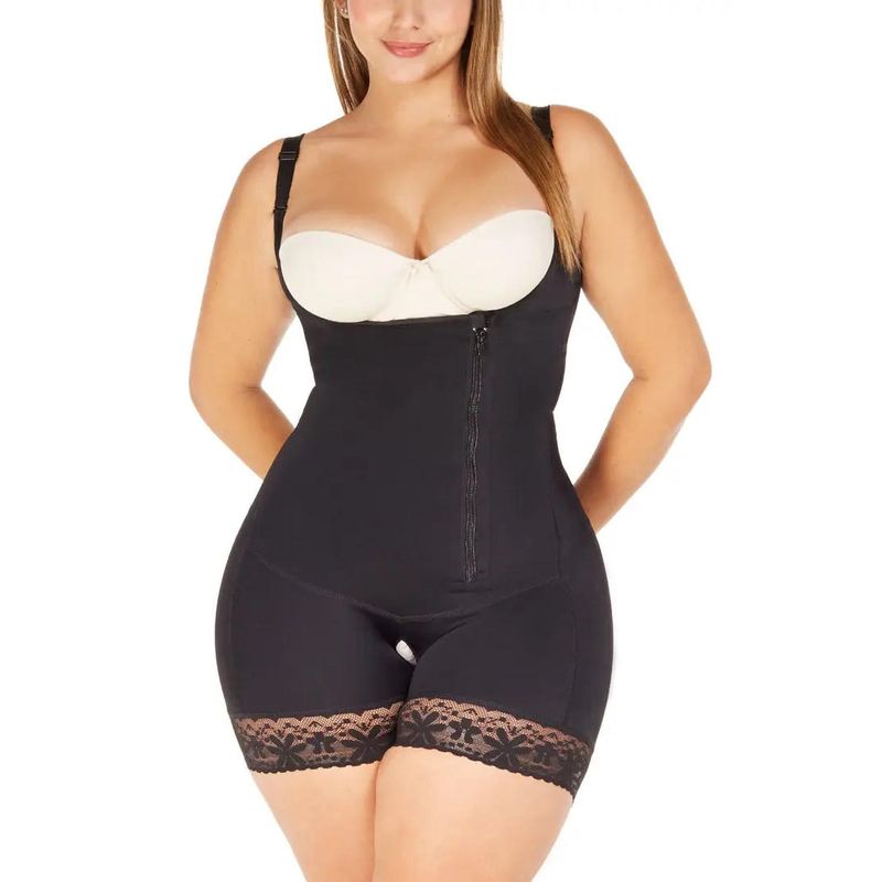 DIANE & GEORDI - Faja moldeadora short senos libres Microlátex (002409) - Negro_.