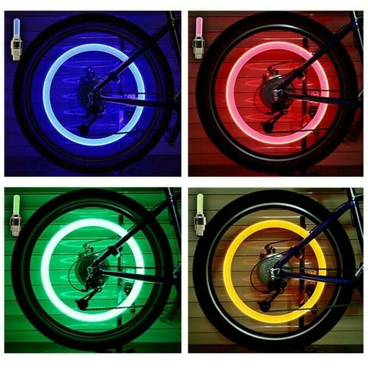 UNIVERSAL - Dos tapa valvulas con luz led neon carro moto color verde