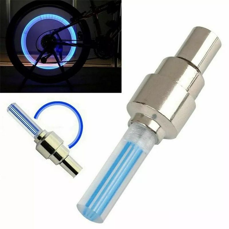UNIVERSAL - Dos tapa valvulas con luz led neon carro moto color azul