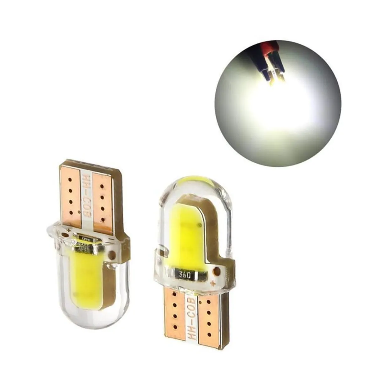 UNIVERSAL - 2 bombillos luces led blanco cocuyos t10 carro moto tablero