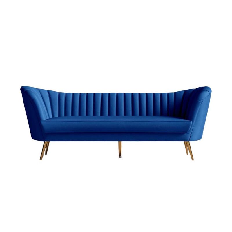 GENERICO - Sofa Carlet 3 Puestos Terciopelo Azul 200X080x085