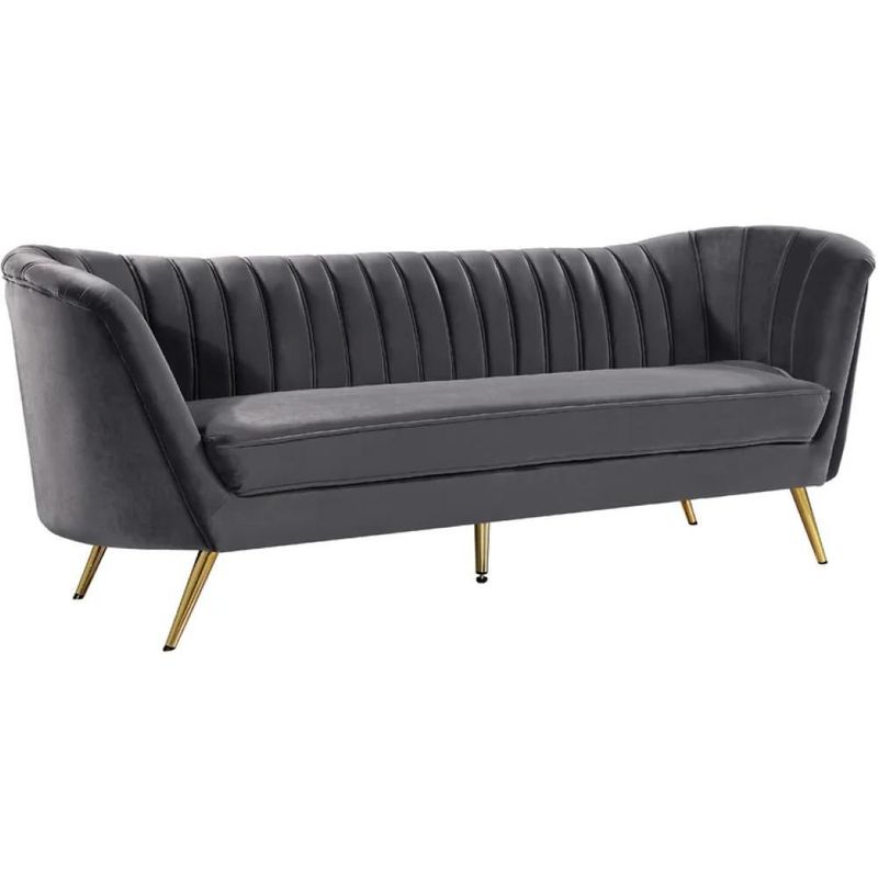 GENERICO - Sofa Carlet 3 Puestos Terciopelo Gris 200X080x085