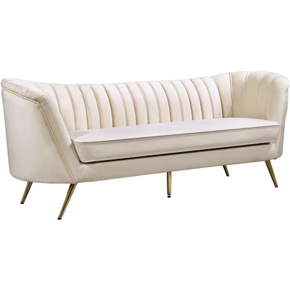 GENERICO - Sofa Carlet 3 Puestos Terciopelo Blanco 200X080x085