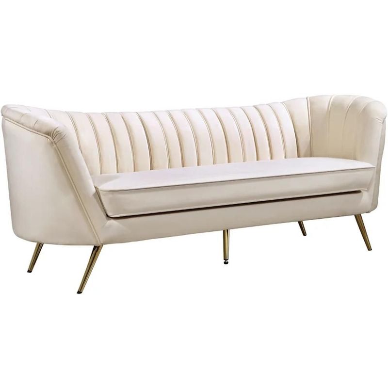 GENERICO - Sofa Carlet 3 Puestos Terciopelo Blanco 200X080x085