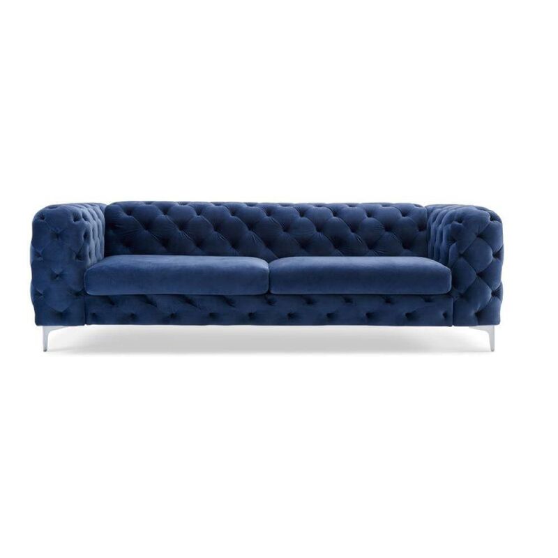 GENERICO - Sofa Jasper 3 Puestos Terciopelo Azul 200X070x095