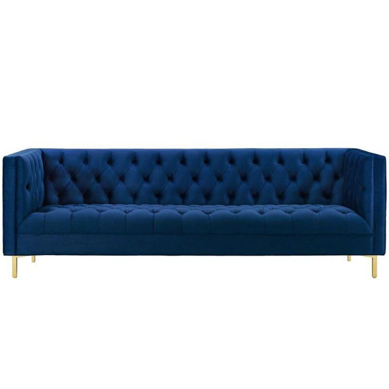 GENERICO - Sofa Hisoka 3 Puestos En Tela Terciopelo Azul 200X075x085