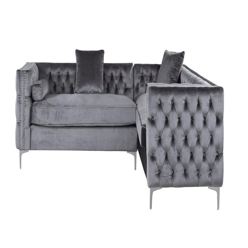 GENERICO - Esquinero Charlotte 240X200 Terciopelo Gris