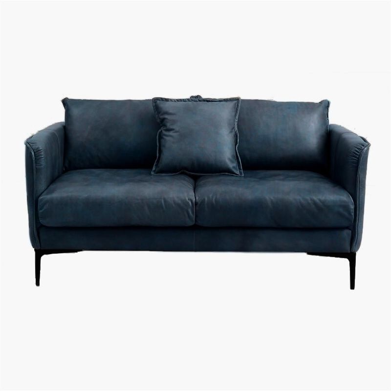 GENERICO - Sofa Oliver 2 Puestos Cuero Vegano Azul 150X075x080