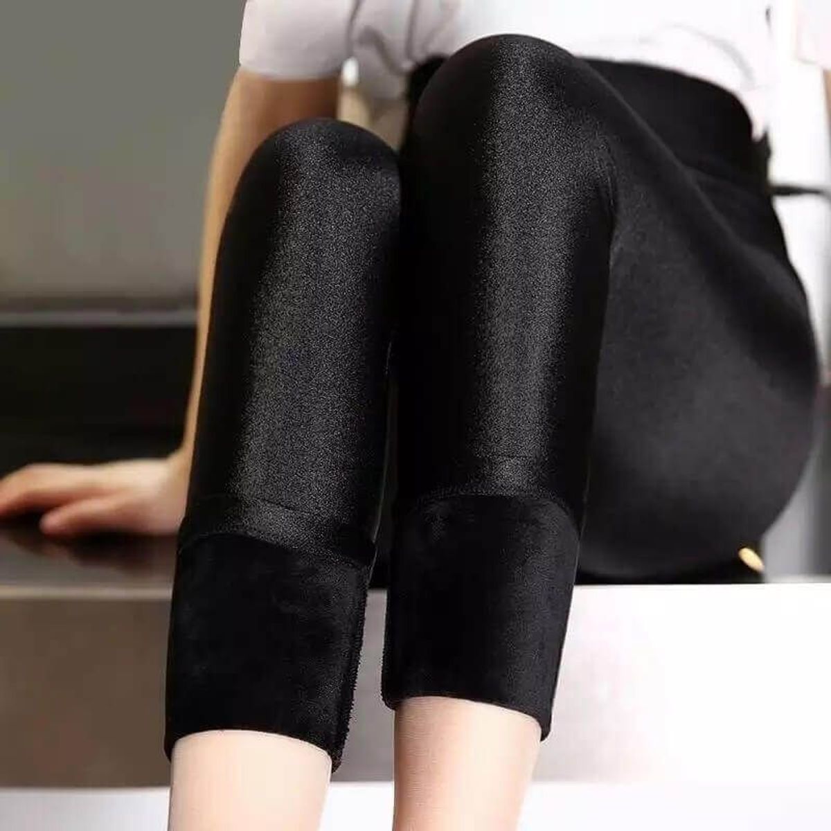 FRIOLENTA - Legging Térmico Fleece Polar Brillante - Negro
