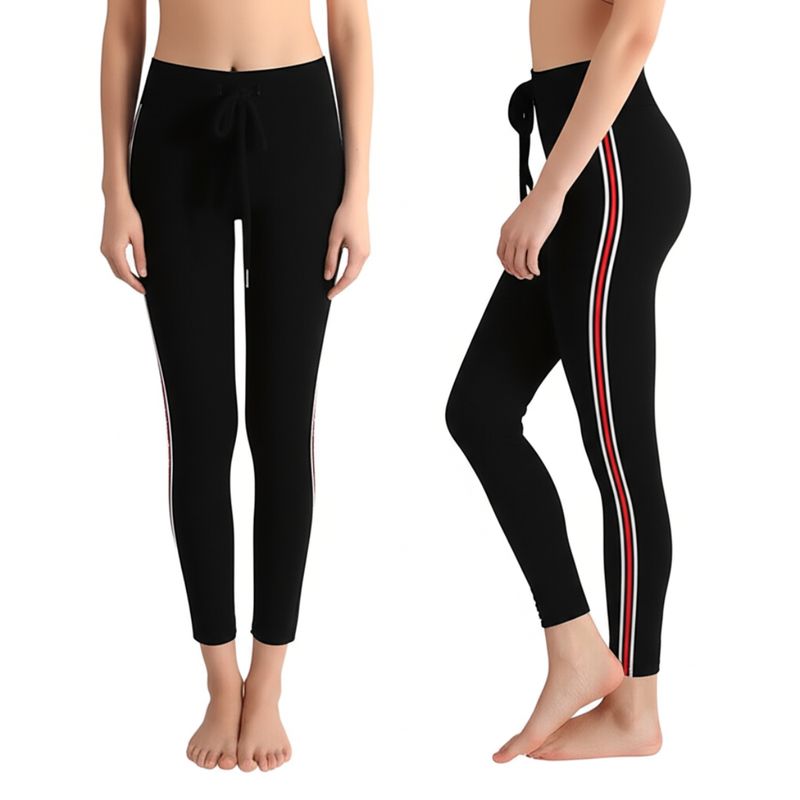 FRIOLENTA - Jogger Térmico Legging Interior Fleece Sudadera Rayas blanco rojo