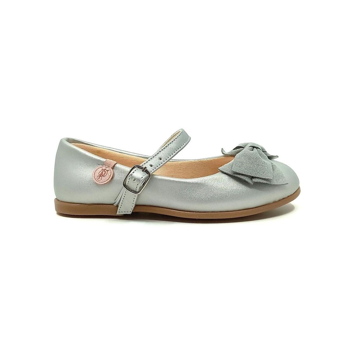 PAPOS - Baletas Dulce Bailarina Plateada - Crema