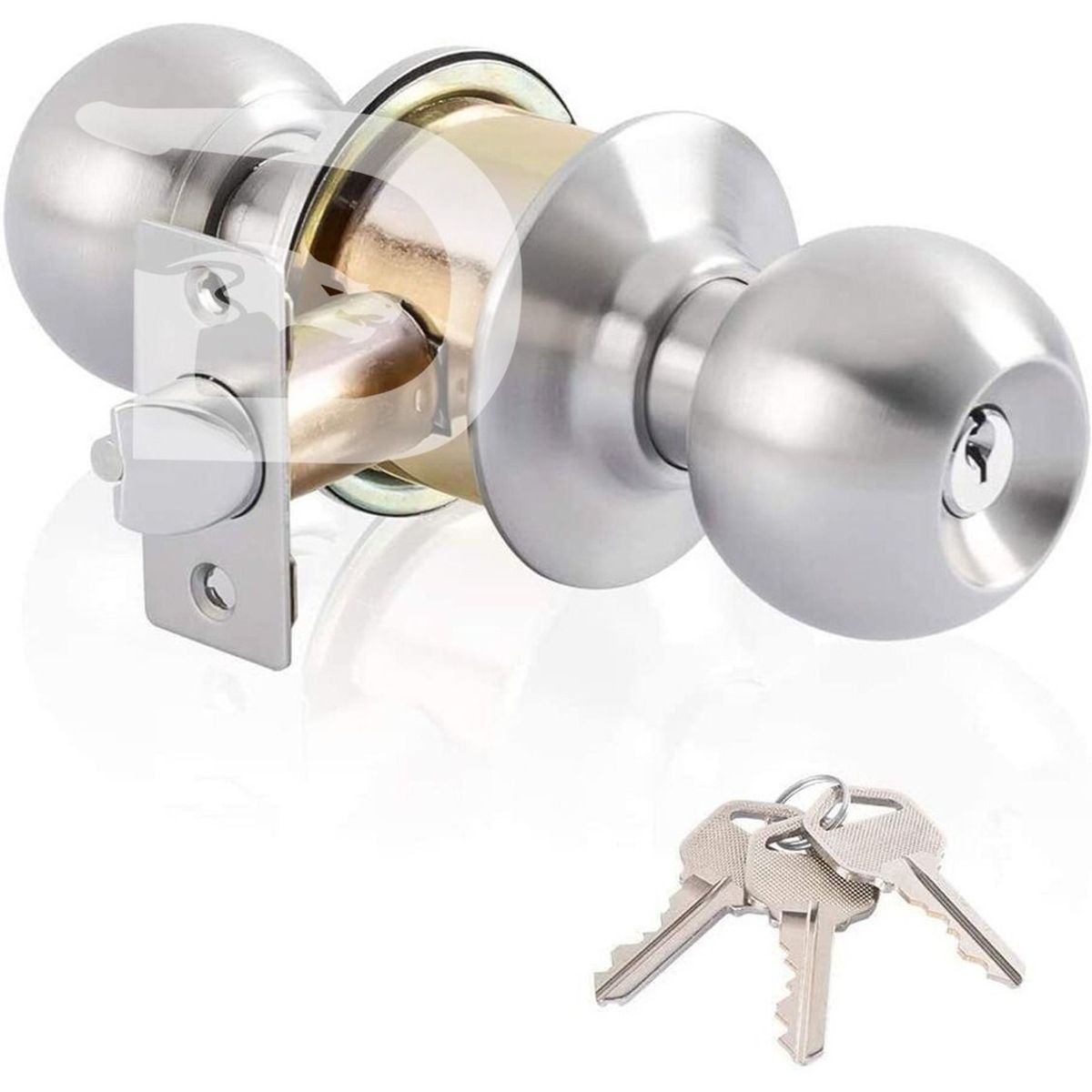 GENERICO - Cerradura Puerta Chapa Cromada Pomo Perilla Alta Seguridad