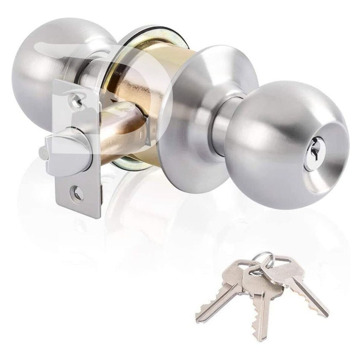 GENERICO - Cerradura Puerta Chapa Cromada Pomo Perilla Alta Seguridad