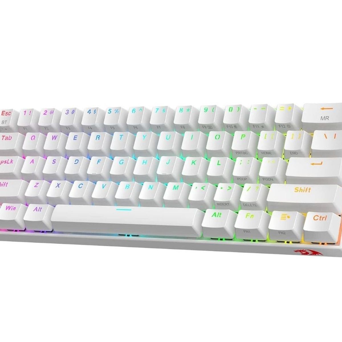 REDRAGON - Teclado Gamer Bluetooth Redragon Draconic K530 Qwerty Outemu Brown Inglés Us Color Blanco Con Luz Rgb