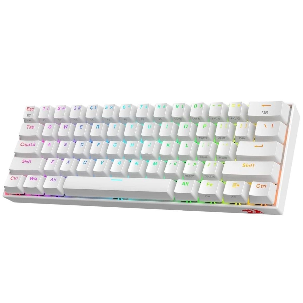 REDRAGON - Teclado Gamer Bluetooth Redragon Draconic K530 Qwerty Outemu Brown Inglés Us Color Blanco Con Luz Rgb