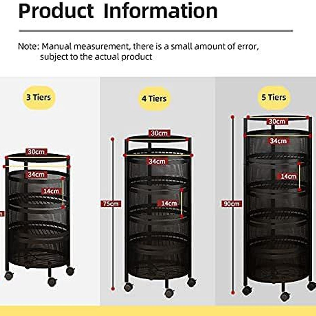 ONE PIXEL - Estante Metálico Organizador Para Cocina 4 niveles Redondo