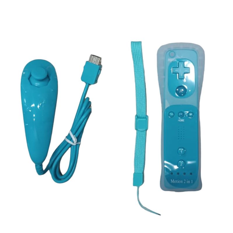 GENERICO - Control + Nunchuck + Silicona + Correa Para Wii Wiiu Color Azul