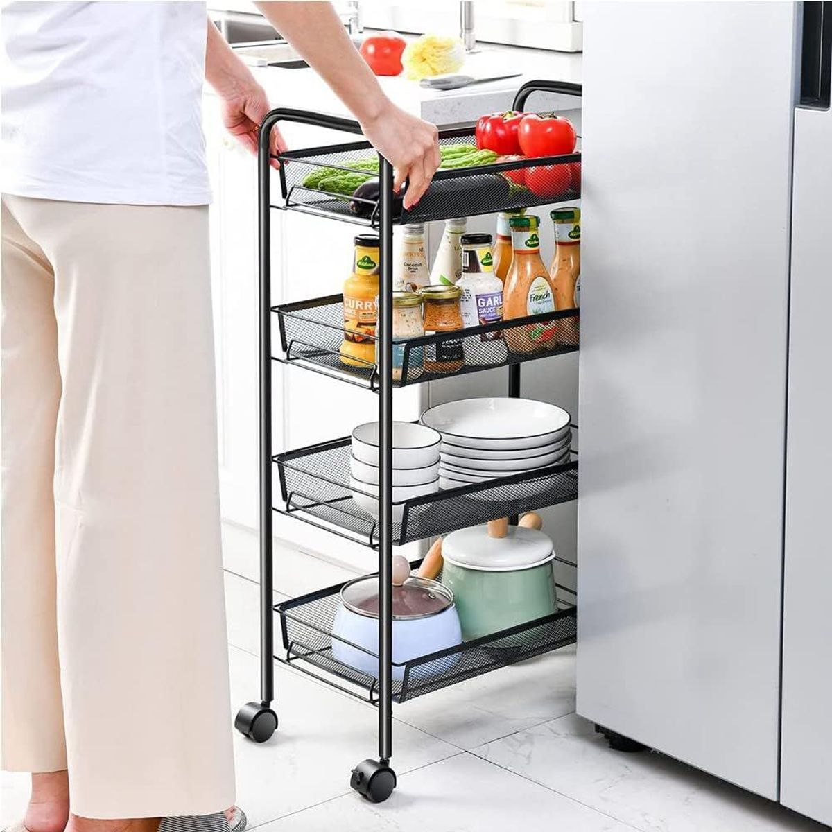 ONE PIXEL - Carrito de Almacenamiento de 4 Niveles para Cocina