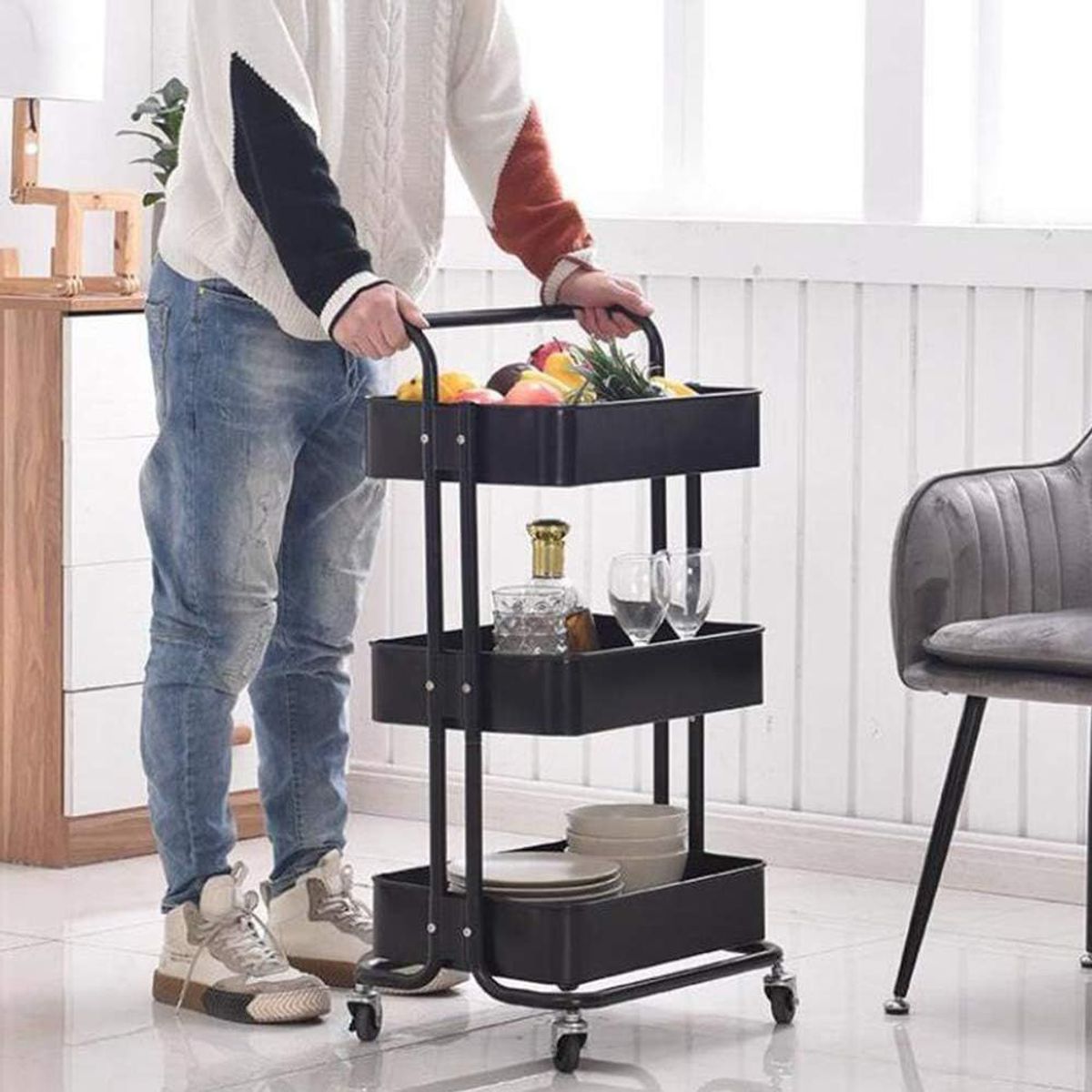 ONE PIXEL - Organizador Rectangular Multiusos 3 Niveles Estante  Negro