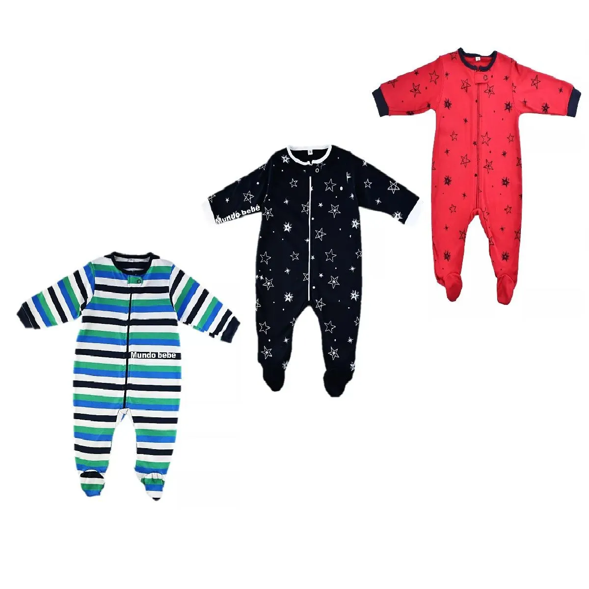 MUNDO BEBE - Pijamas enterizas  para Bebe Niño Set X 3.