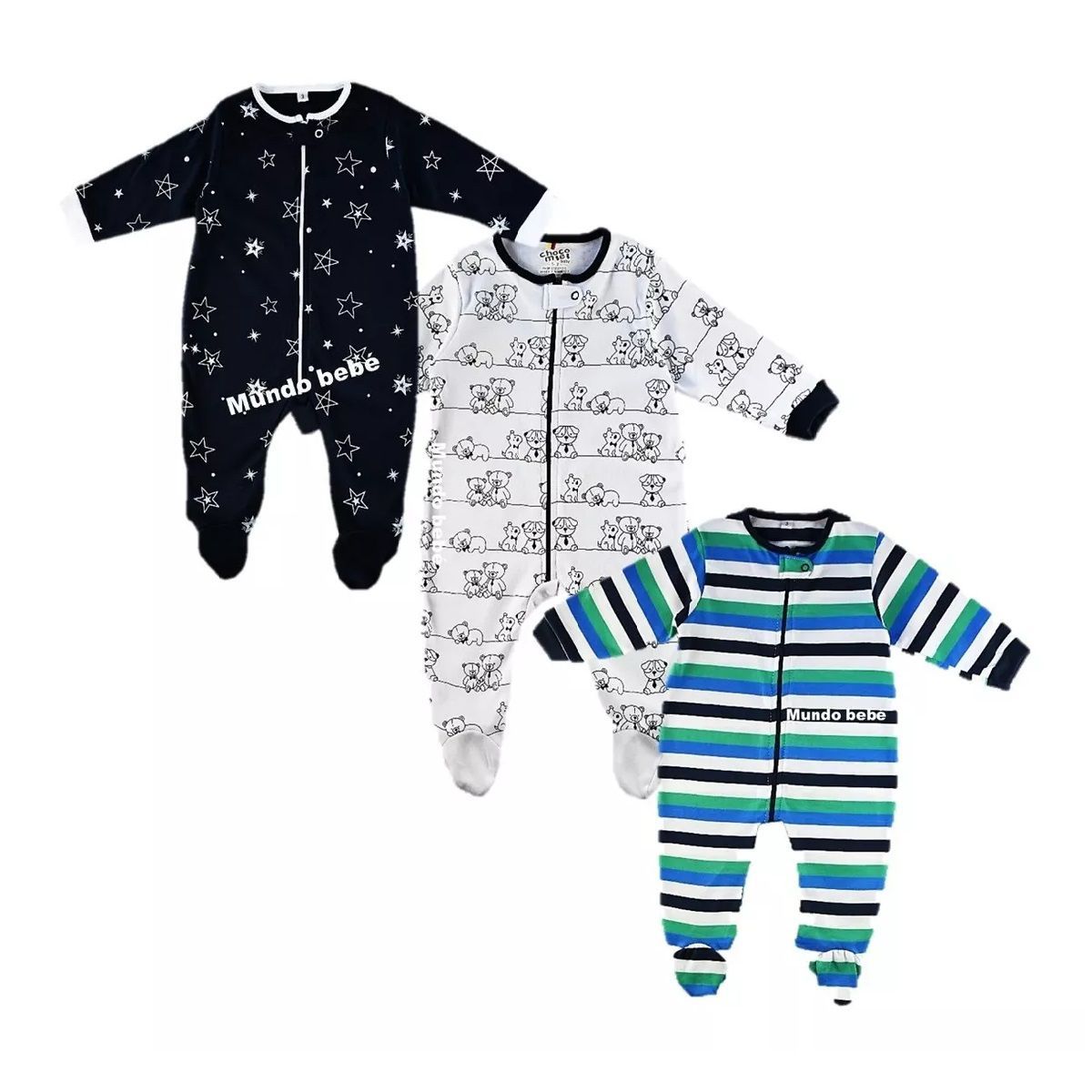 MUNDO BEBE - Pijamas enterizas  para Bebe Niño Set X 3.