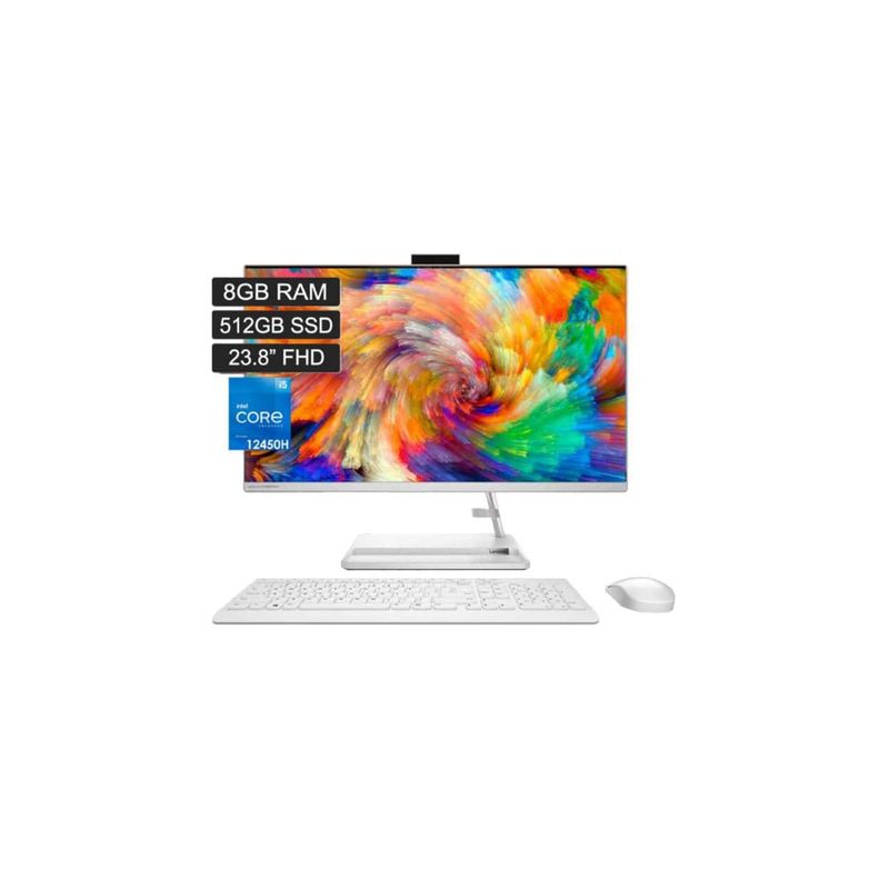 LENOVO - TODO EN UNO LENOVO IdeaCentre 3 Core I5-12450H RAM 8GB SSD 512GB 23.8 FHD
