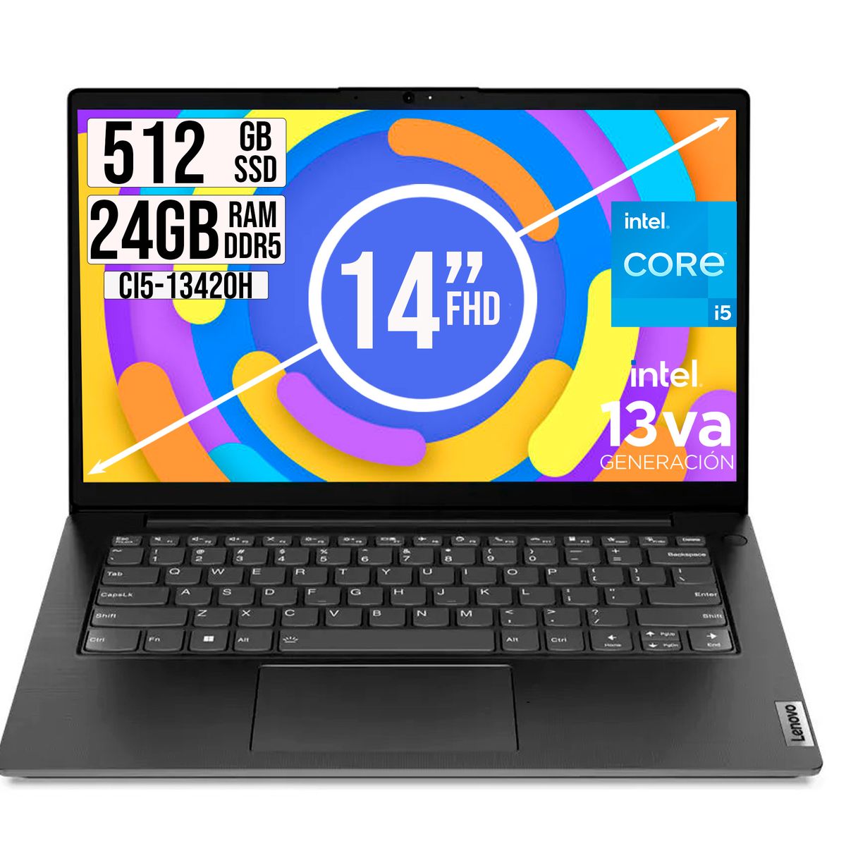 LENOVO - PORTATIL LENOVO INTEL CORE I5-13420H SSD 512GB RAM 24GB LED 14 FHD
