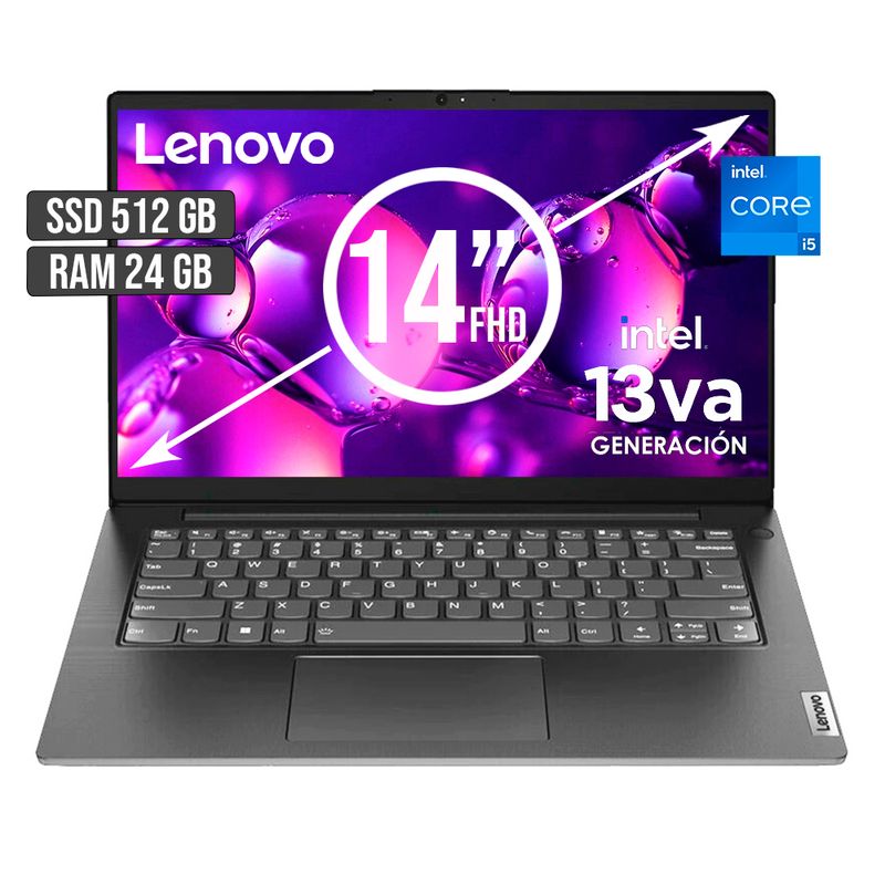 LENOVO - PORTATIL LENOVO INTEL CORE I5-13420H SSD 512GB RAM 24GB LED 14 FHD