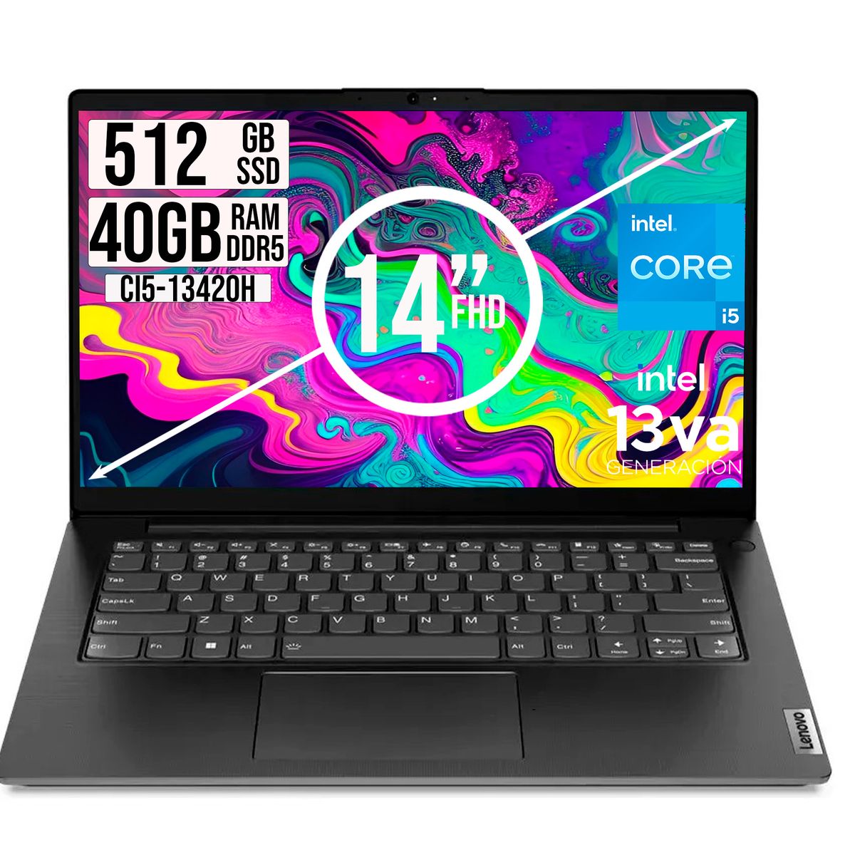 LENOVO - Portátil Lenovo Intel Core I5 13420H 512GB SSD 40GB RAM 14 FHD