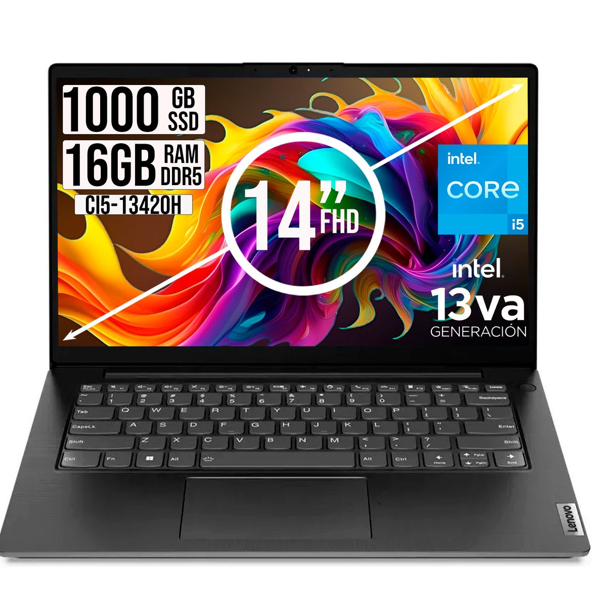 LENOVO - PORTATIL LENOVO INTEL CORE I5-1235U SSD 1TB RAM 16GB LED 14 FHD GRIS