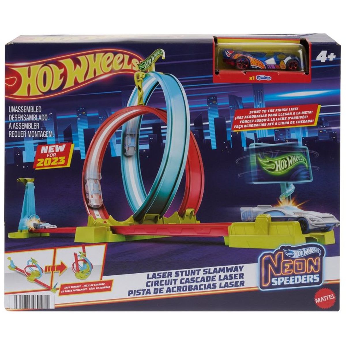 HOT WHEELS - Hot Wheels Neón Speeders Pista De Acrobacias Laser Mattel_.