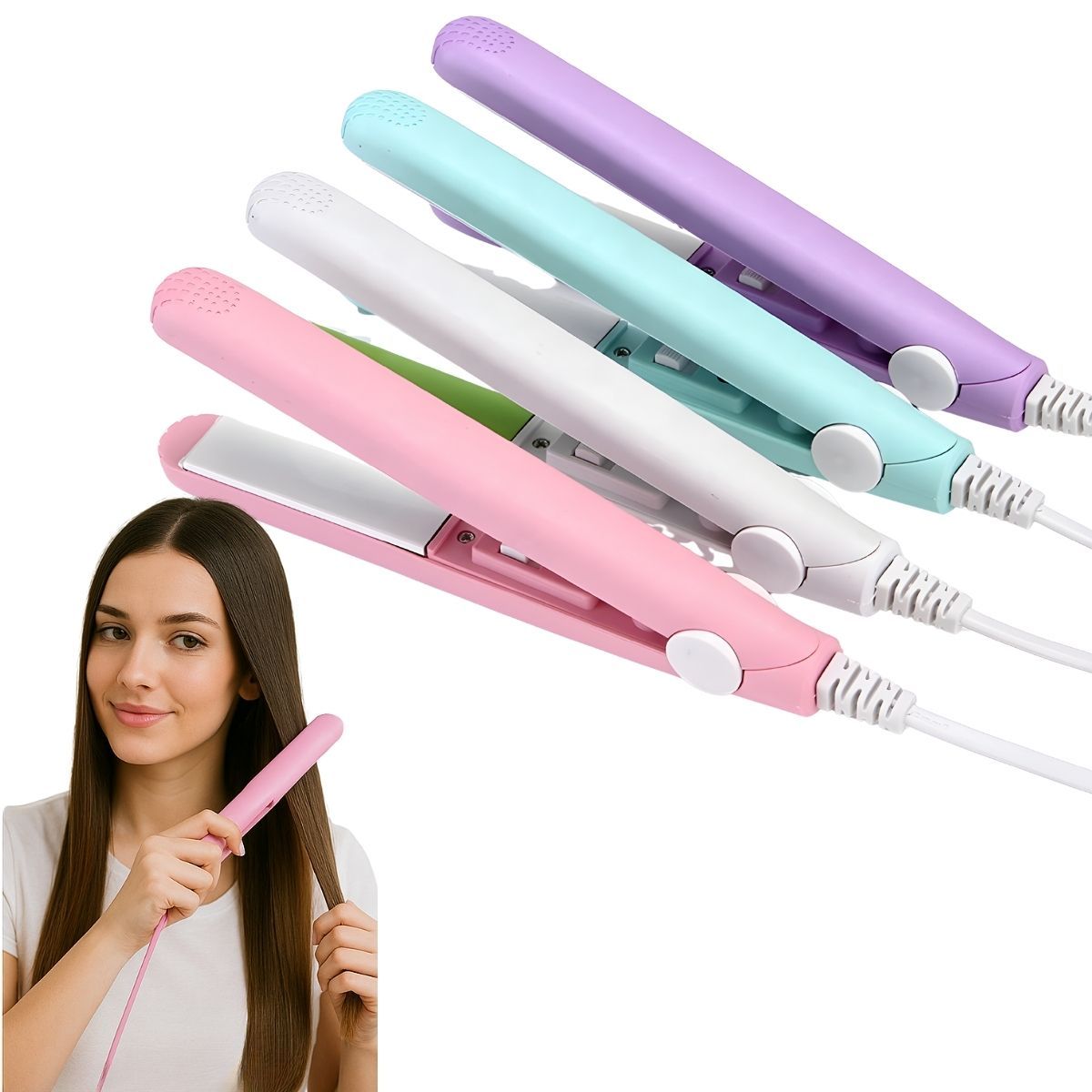 GENERICO - Mini Plancha Para Cabello Pelo Cepillo Pinza Alisado Viajera