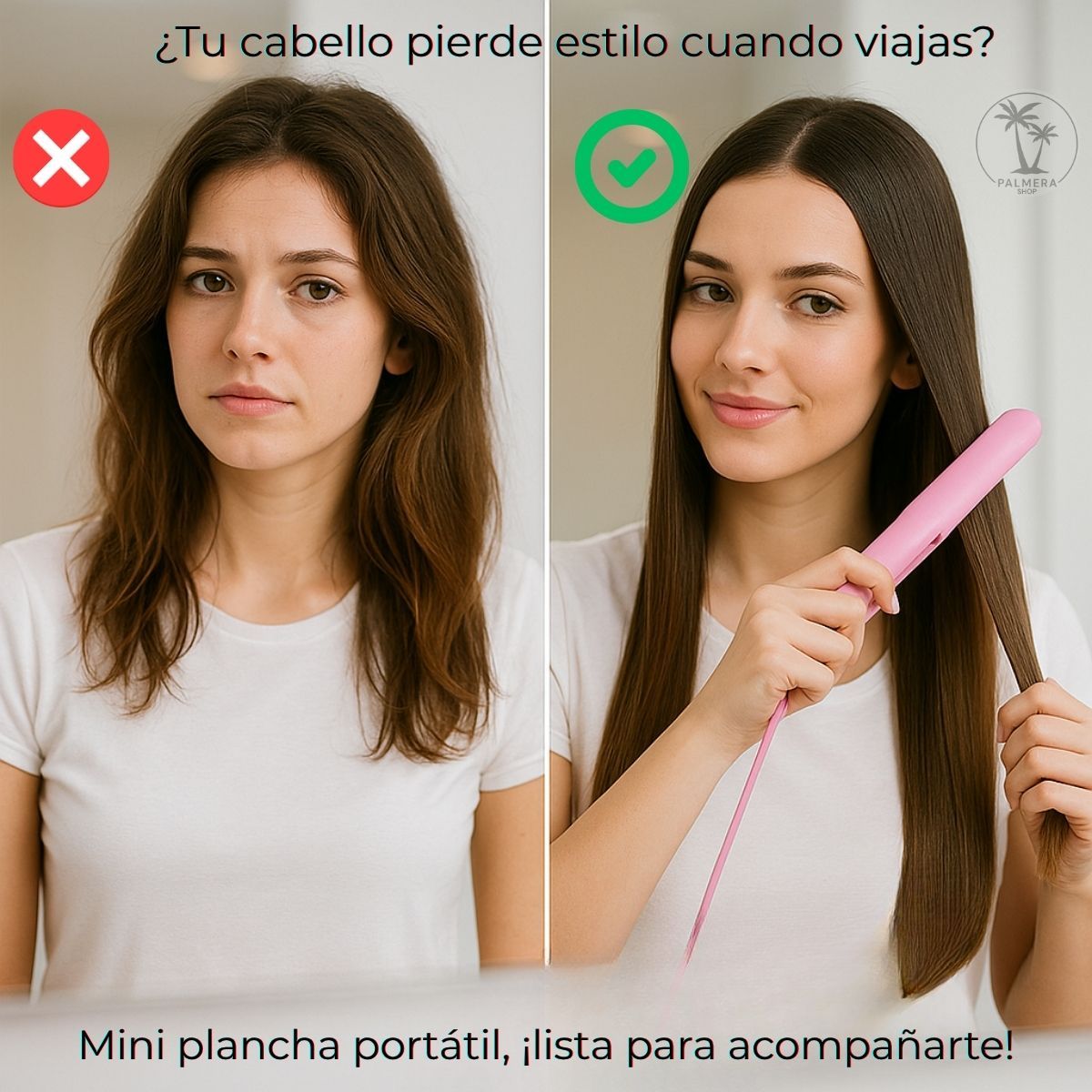 GENERICO - Mini Plancha Para Cabello Pelo Cepillo Pinza Alisado Viajera