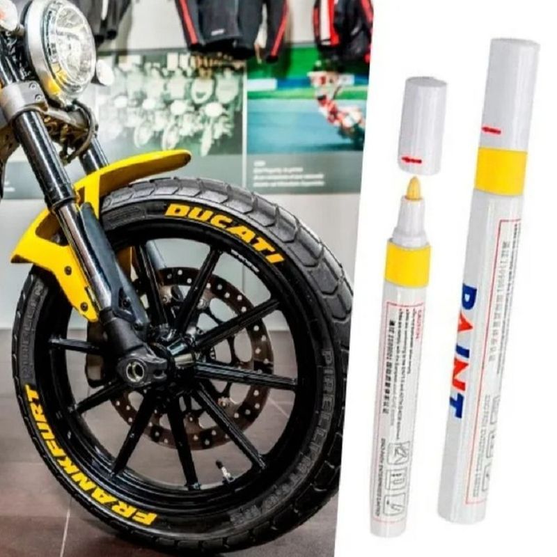 UNIVERSAL - Marcador permanente llantas de carro moto bici amarillo
