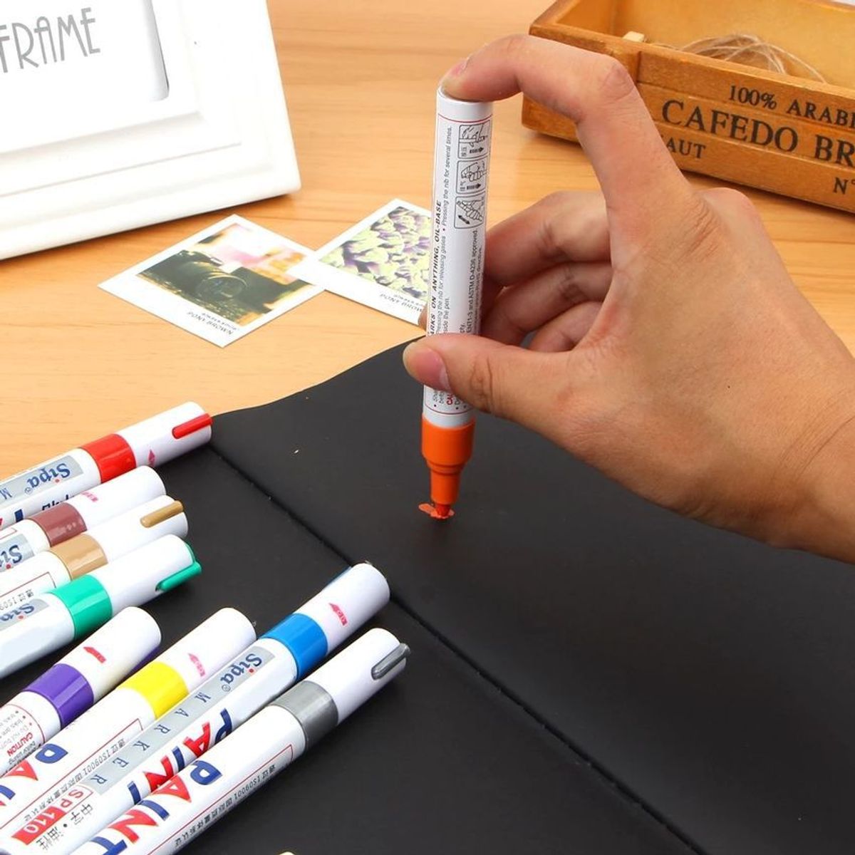 UNIVERSAL - Marcador permanente llantas de carro moto bici naranja