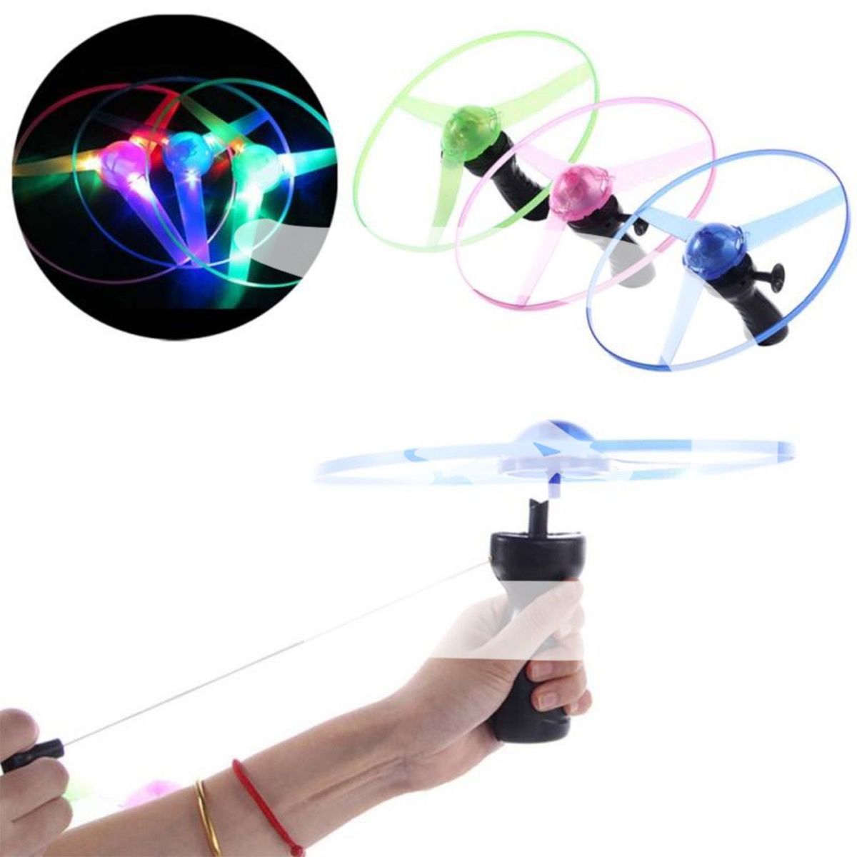 GENERICO - Disco Volador Con Luces Pistola Para Lanzar Ufo Juego Niños