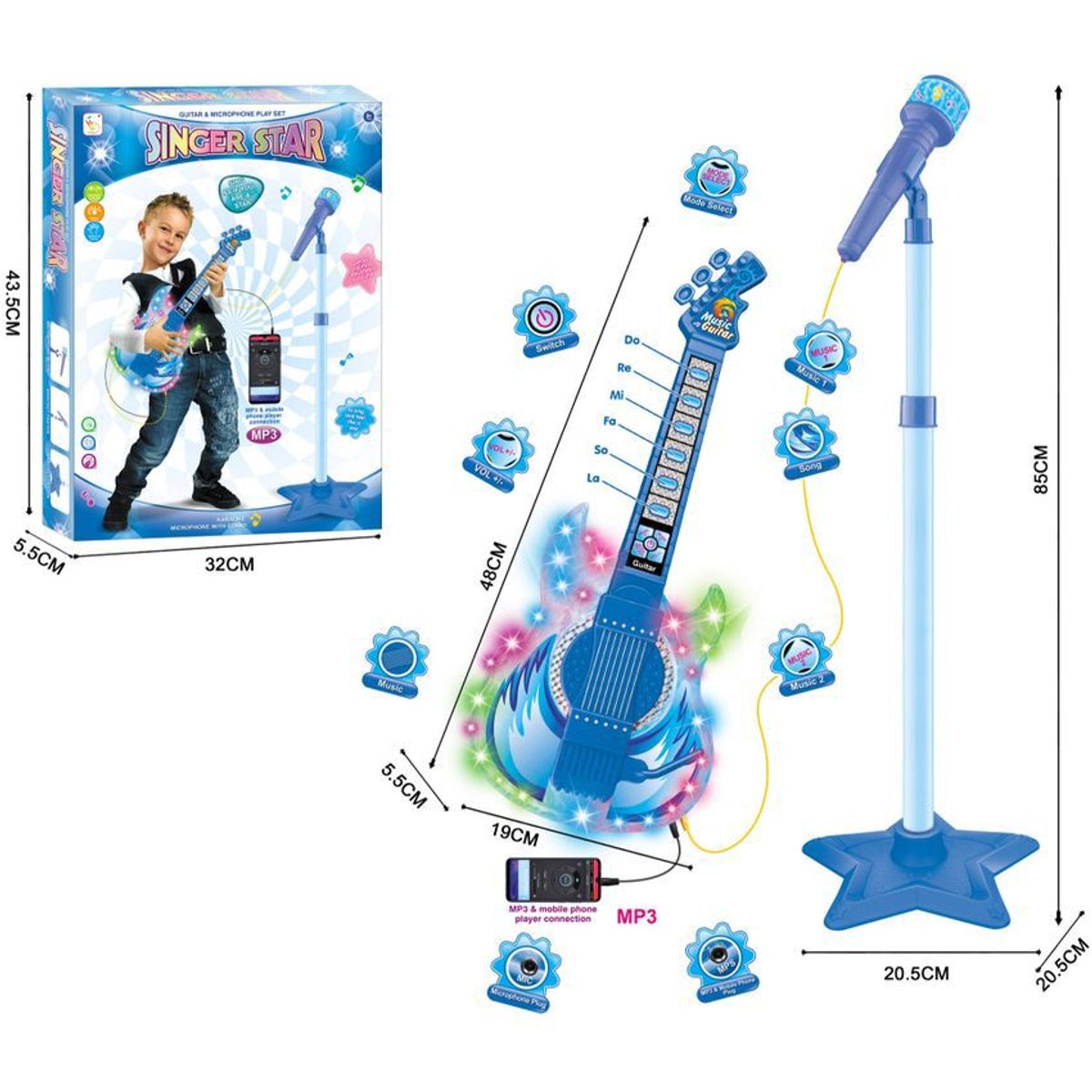 JUGUETELANDIA - Microfono Y Guitarra Singer Star Caja