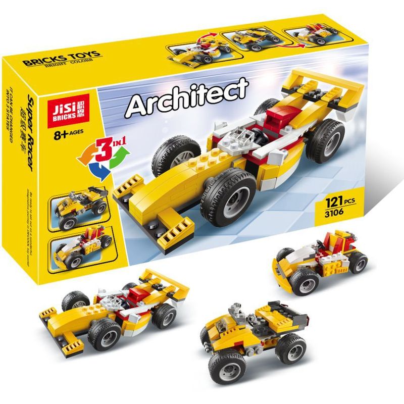 JUGUETELANDIA - Carro Carreras Architec Bloques 121 Piezas Caja