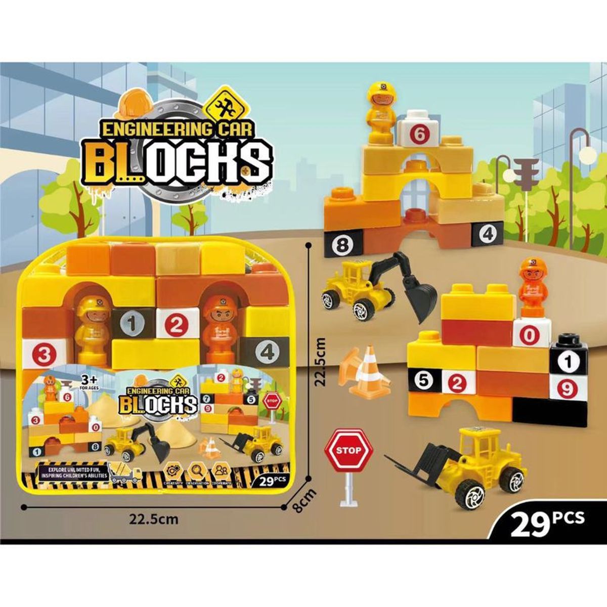 JUGUETELANDIA - Juego De Bloques Engineering 29 Piezas Estuche Vinilo